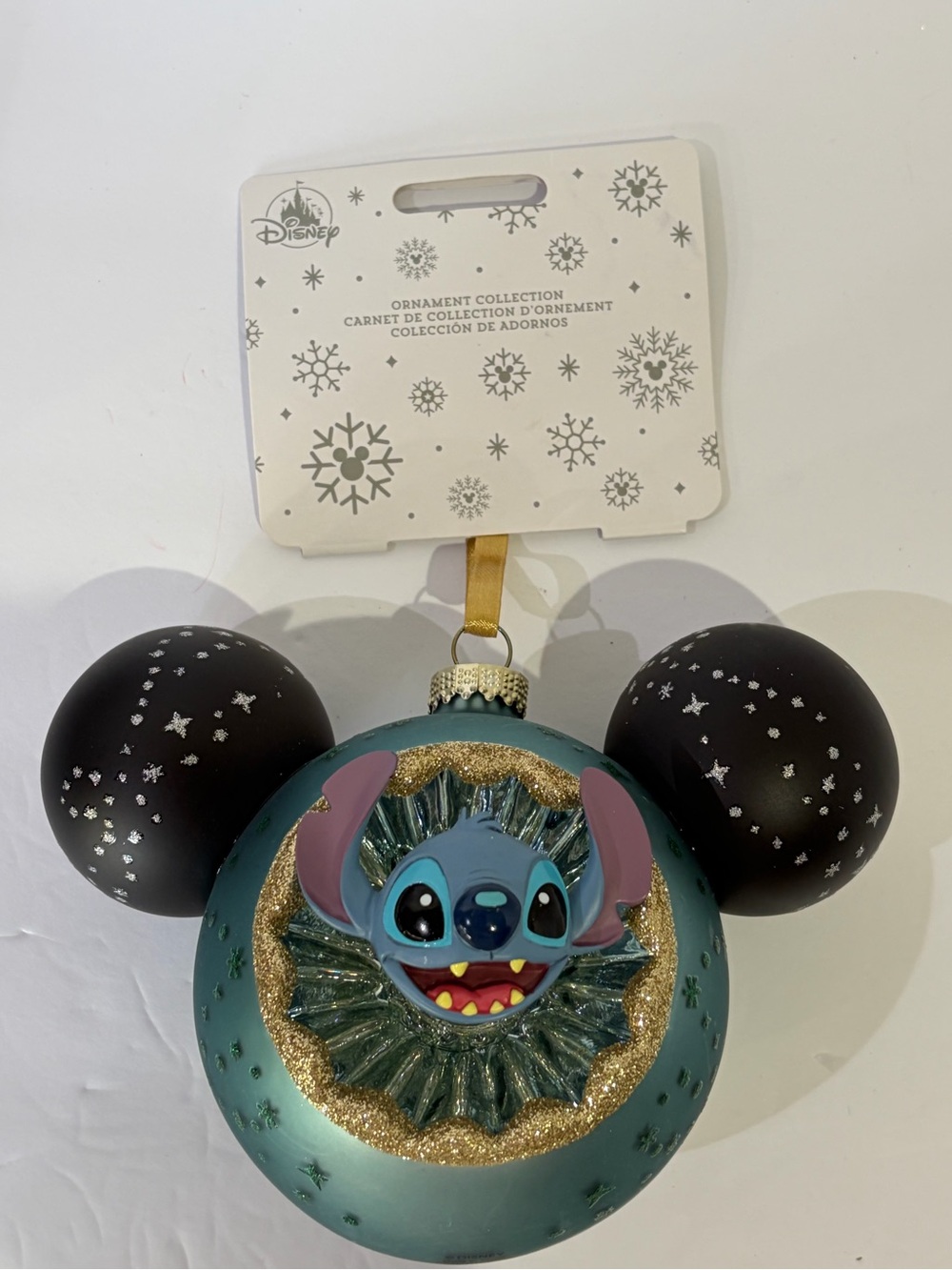 Disney Parks Stitch Reflector Mickey Ear Ornament NWT